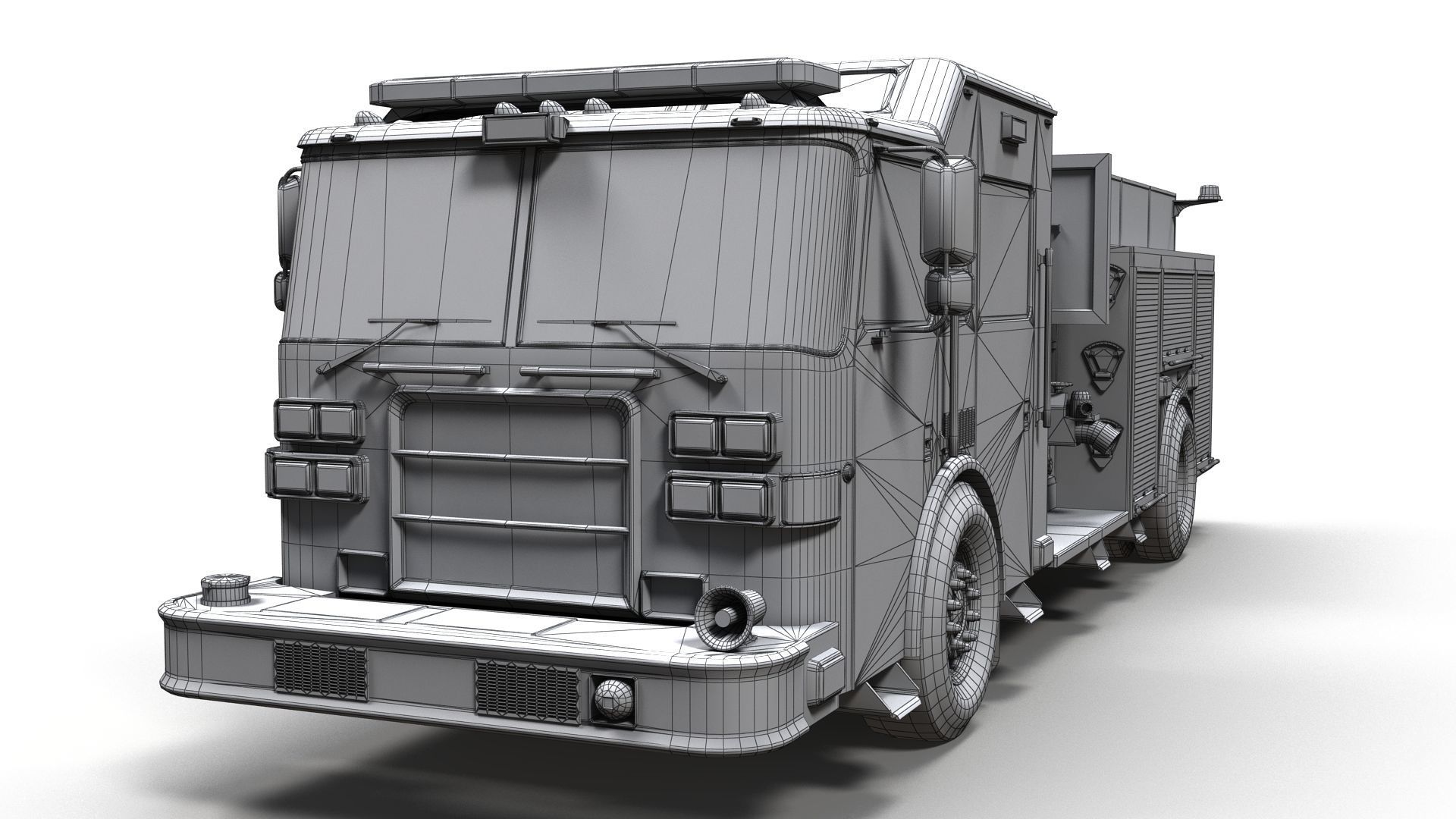 American Fire Truck Low-poly 3D model_14