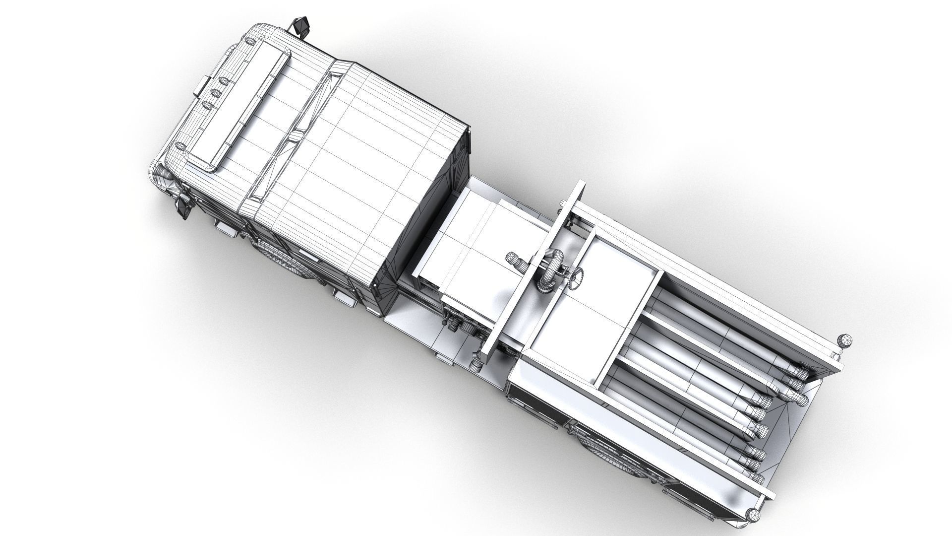 American Fire Truck Low-poly 3D model_13