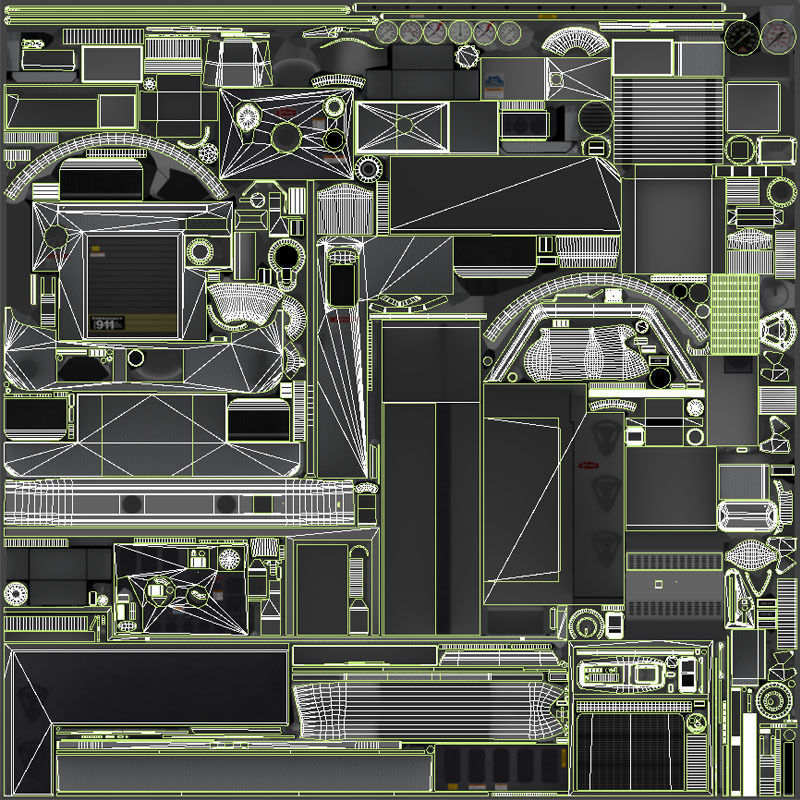 American Fire Truck Low-poly 3D model_46