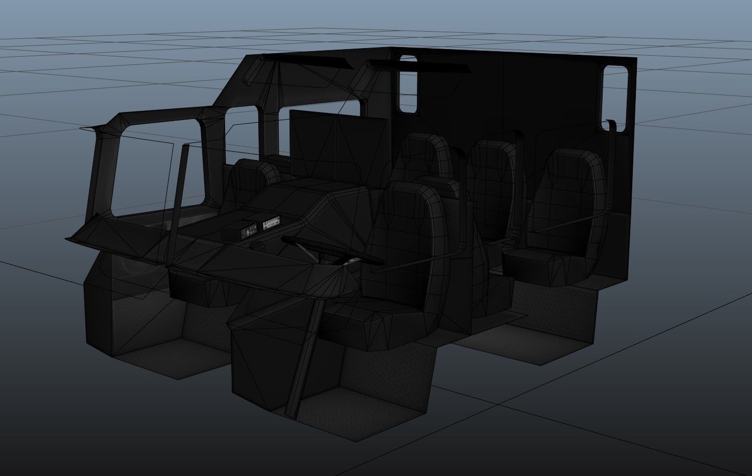 American Fire Truck Low-poly 3D model_43