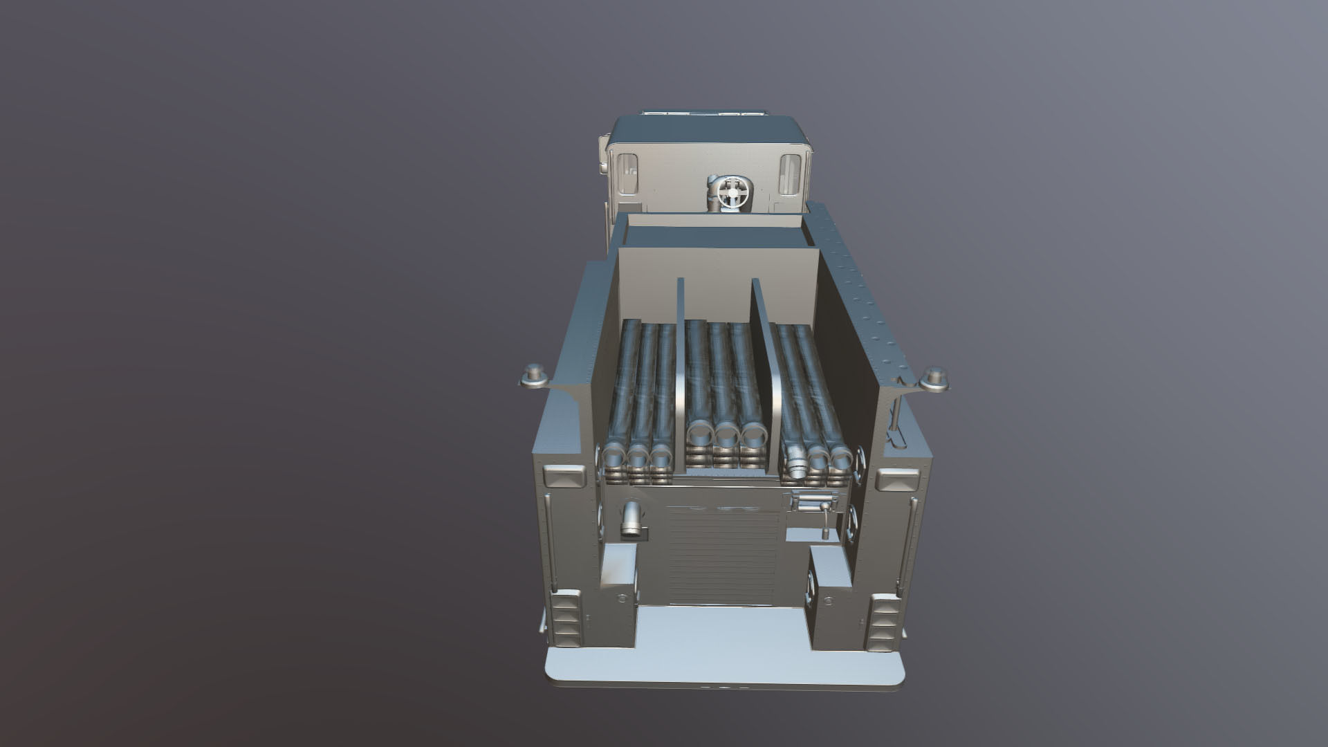 American Fire Truck Low-poly 3D model_33