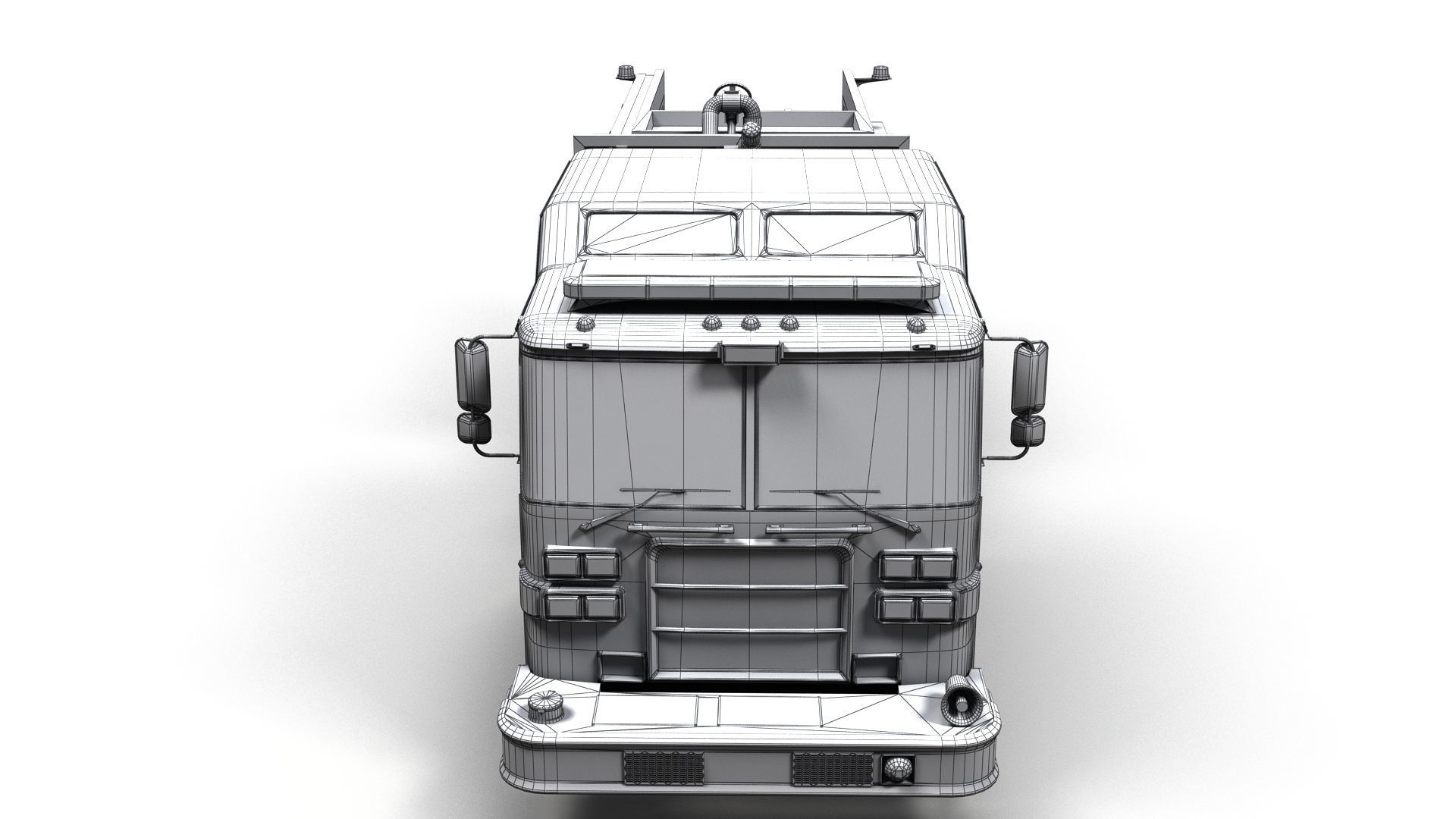 American Fire Truck Low-poly 3D model_16