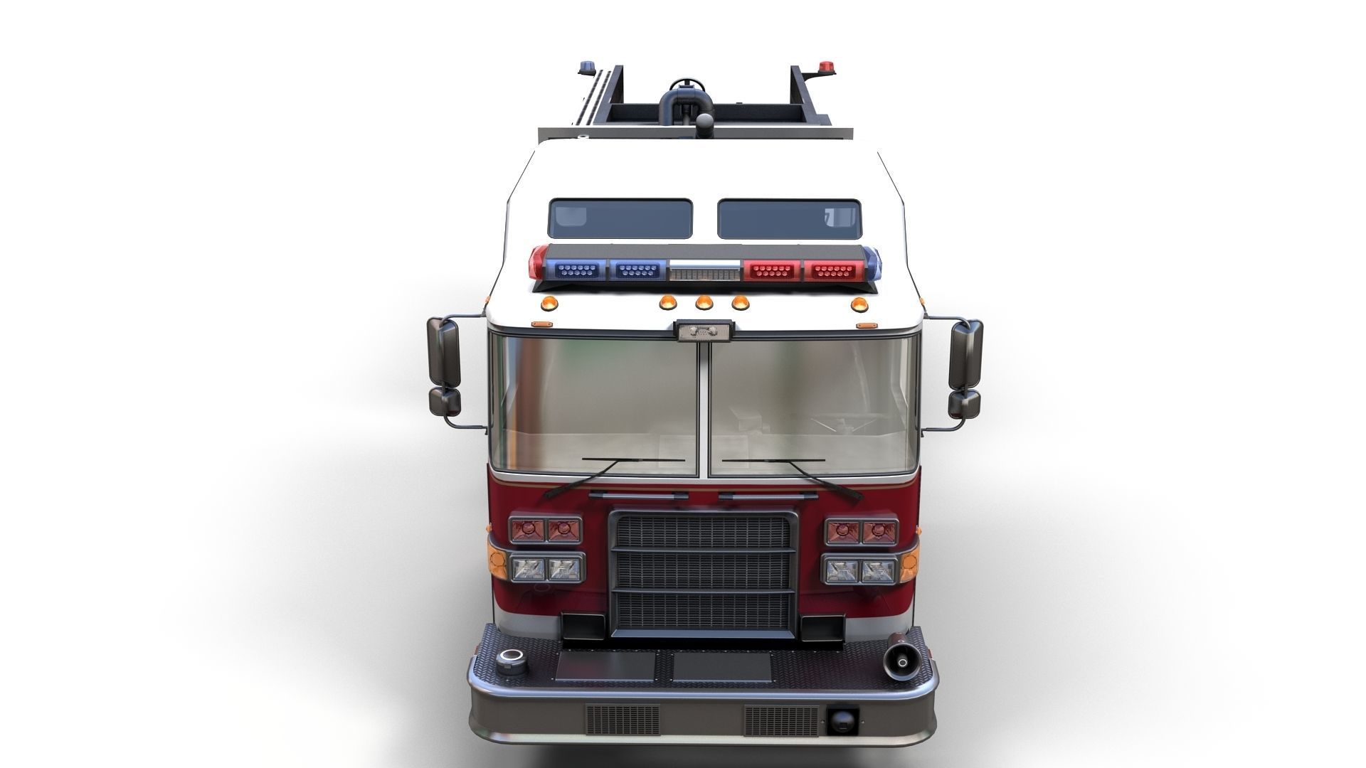 American Fire Truck Low-poly 3D model_8