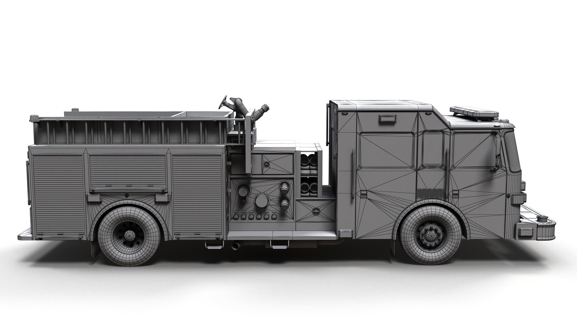 American Fire Truck Low-poly 3D model_12