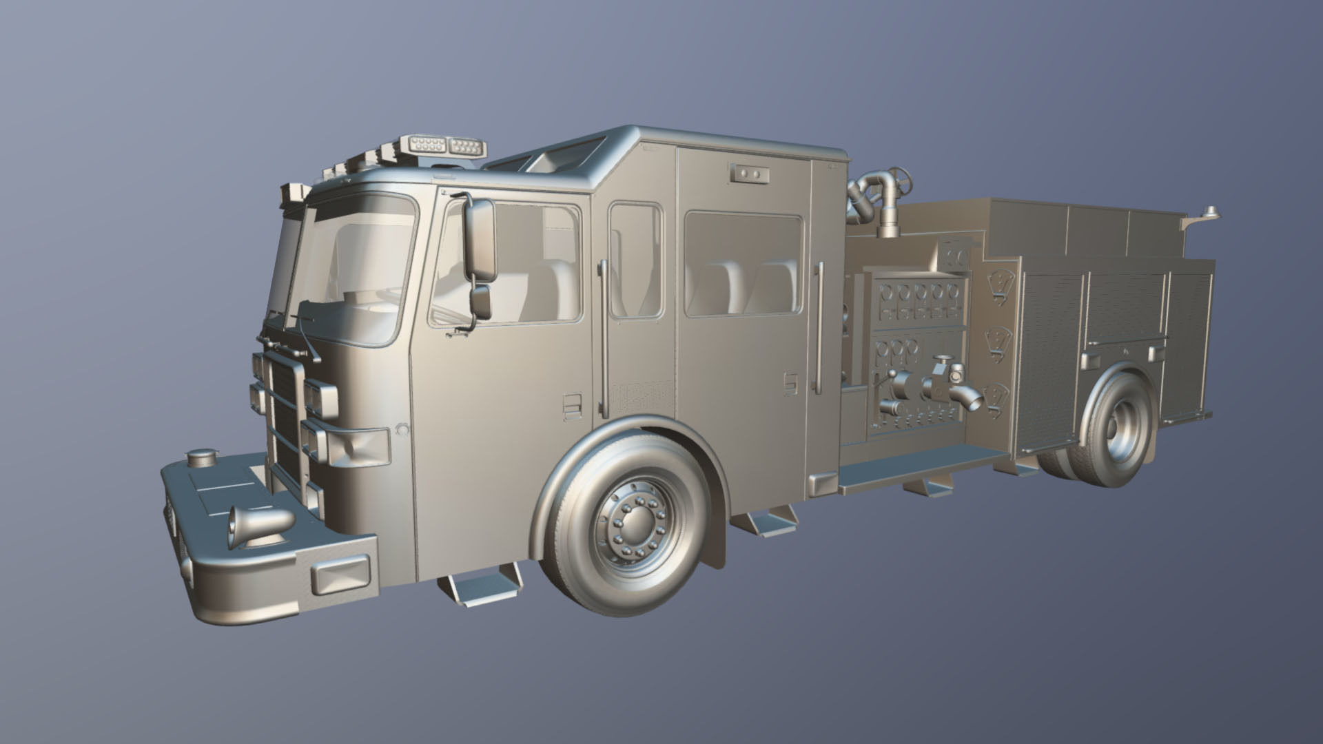 American Fire Truck Low-poly 3D model_31