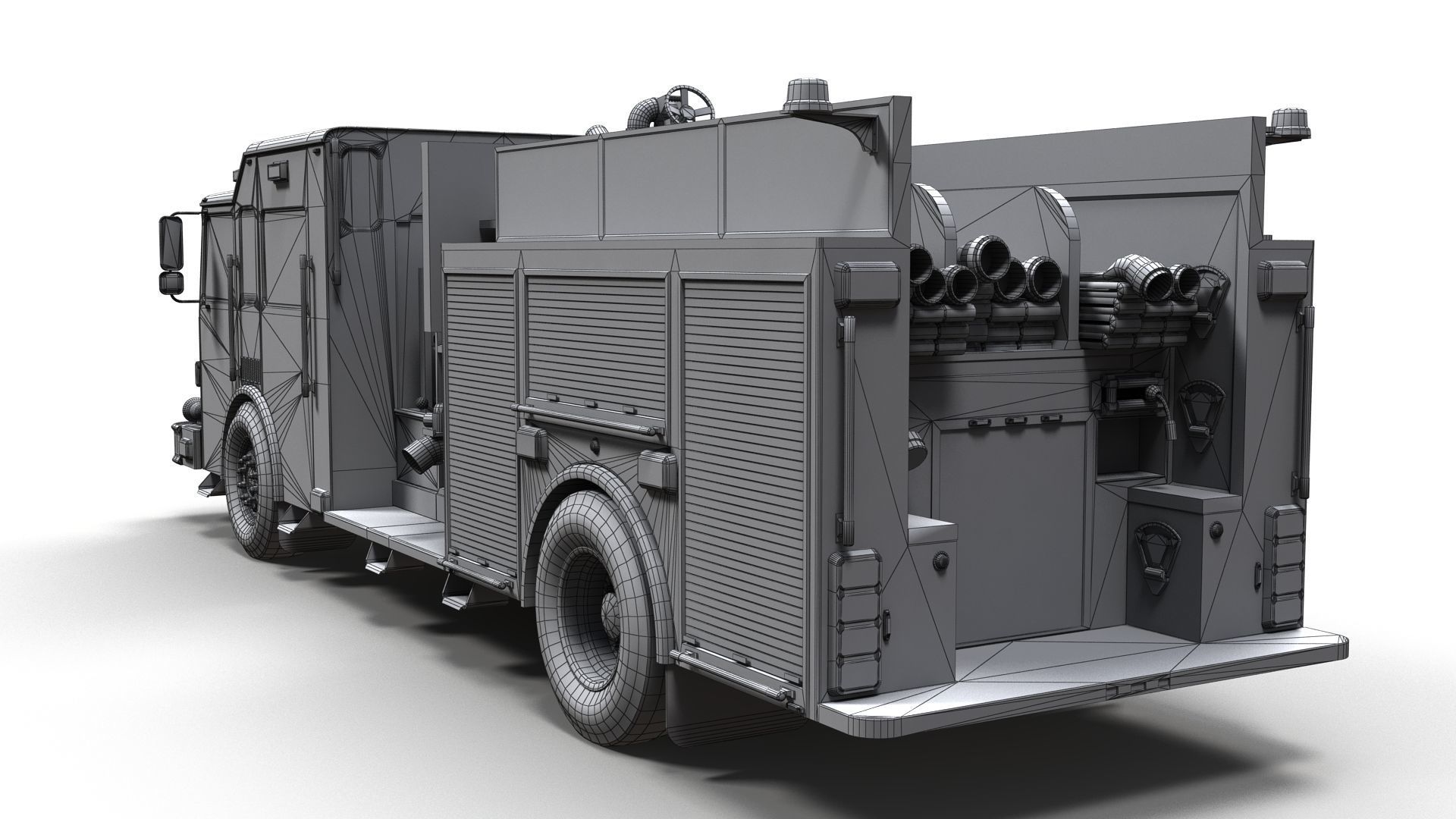 American Fire Truck Low-poly 3D model_15