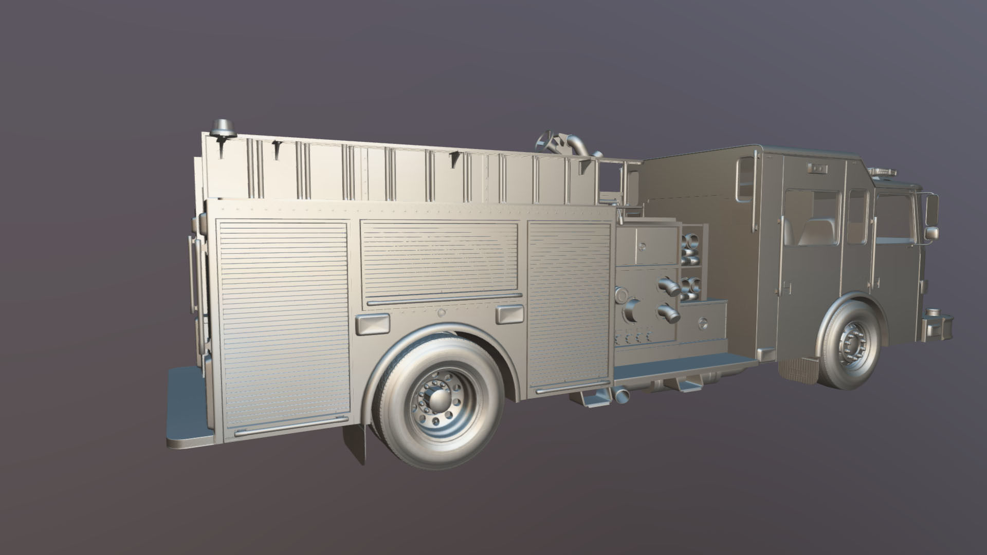American Fire Truck Low-poly 3D model_32
