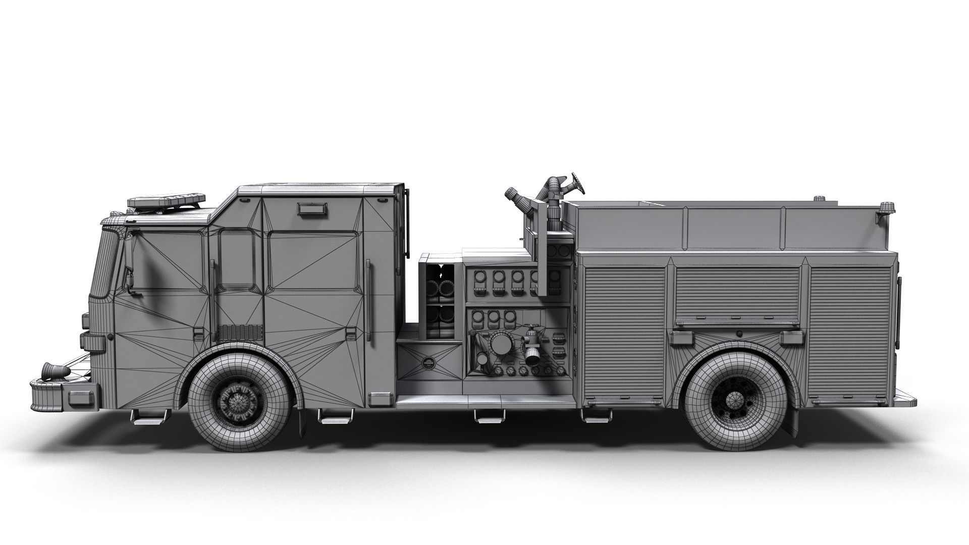 American Fire Truck Low-poly 3D model_11