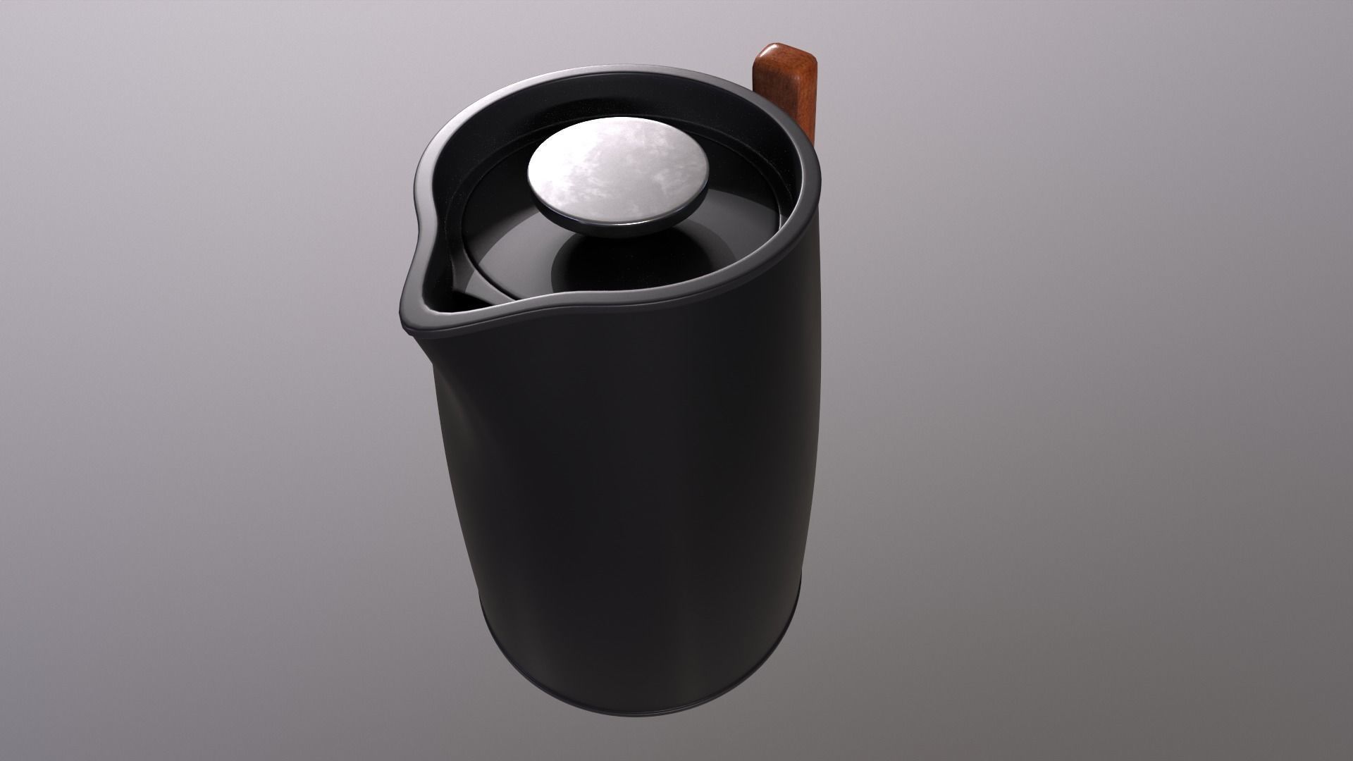 Kettle coffee pot with wooden handle 3D model_5