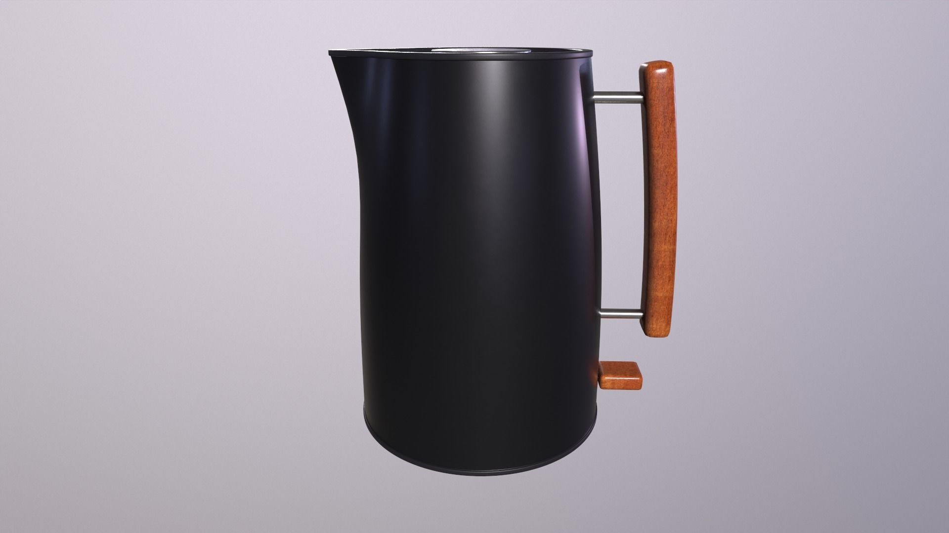 Kettle coffee pot with wooden handle 3D model_3