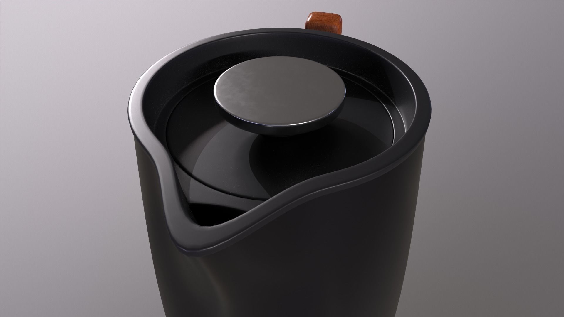Kettle coffee pot with wooden handle 3D model_2