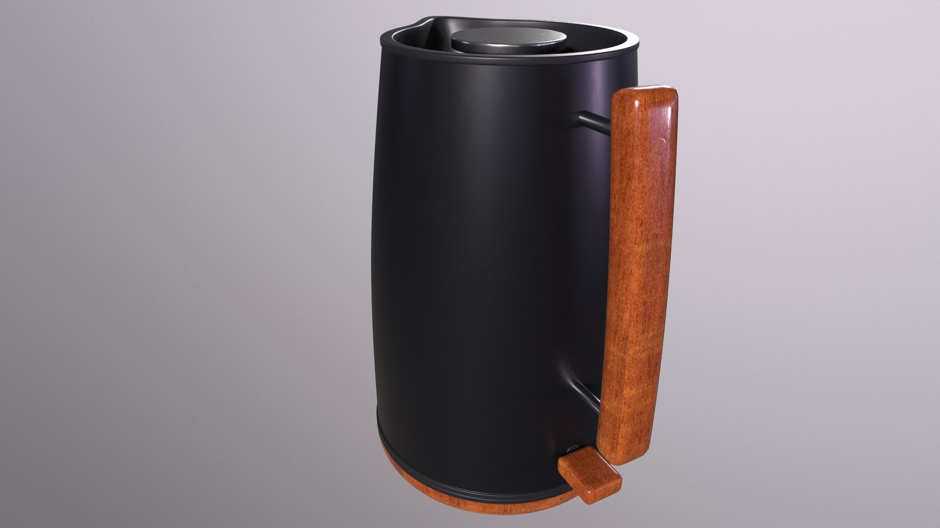 Kettle coffee pot with wooden handle 3D model_1