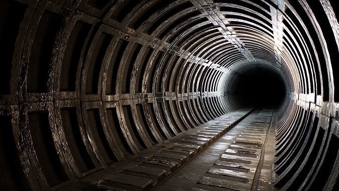 Metro tunnel concrete Game-ready Low-poly 3D model 3