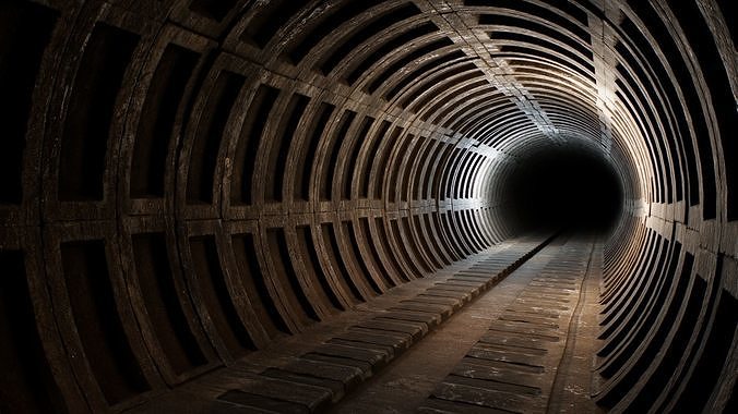 Metro tunnel concrete Game-ready Low-poly 3D model 2