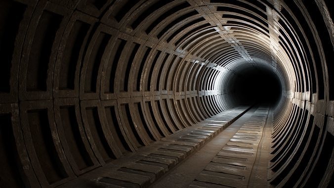 Metro tunnel concrete Game-ready Low-poly 3D model 4