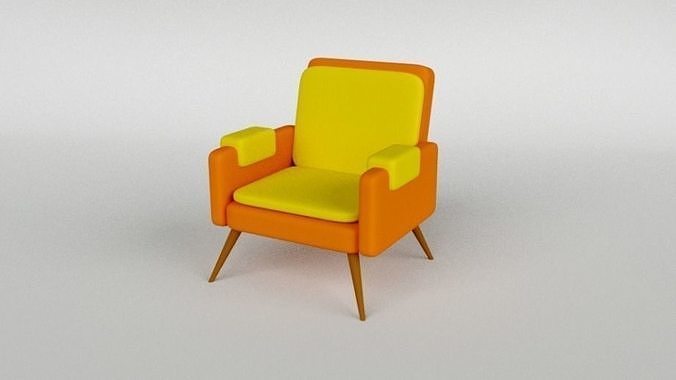 Chair 3D orange and 3D print model