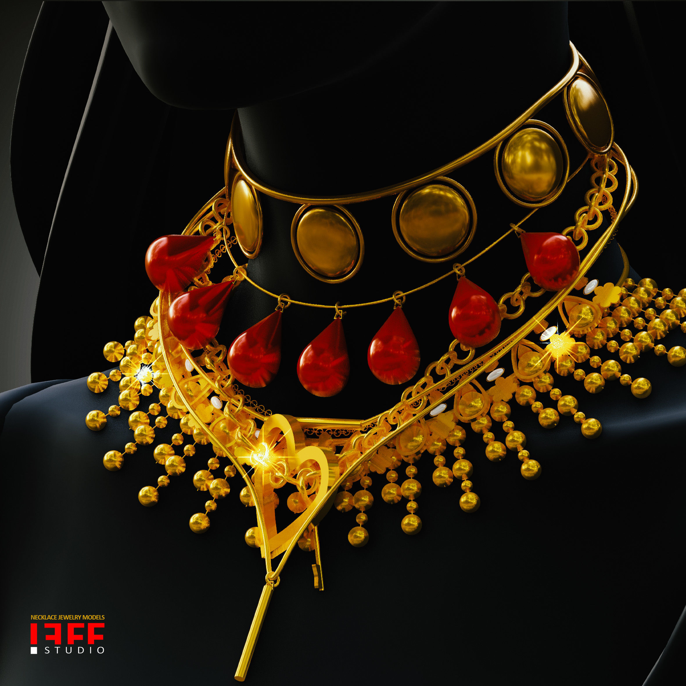 50 NECKLACE JEWELRY BASEMESH  Low-poly 3D model_5