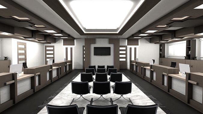 Office interior 02 3D model 3