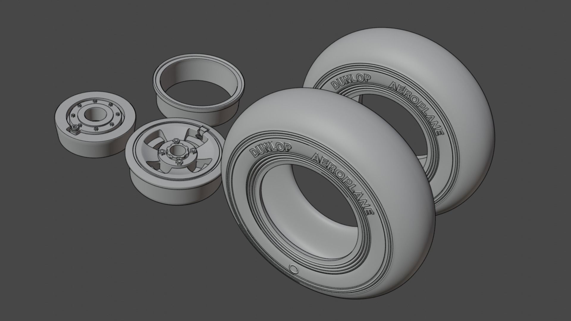 Hawker Hurricane Main and TailWheel set 3D print model_5