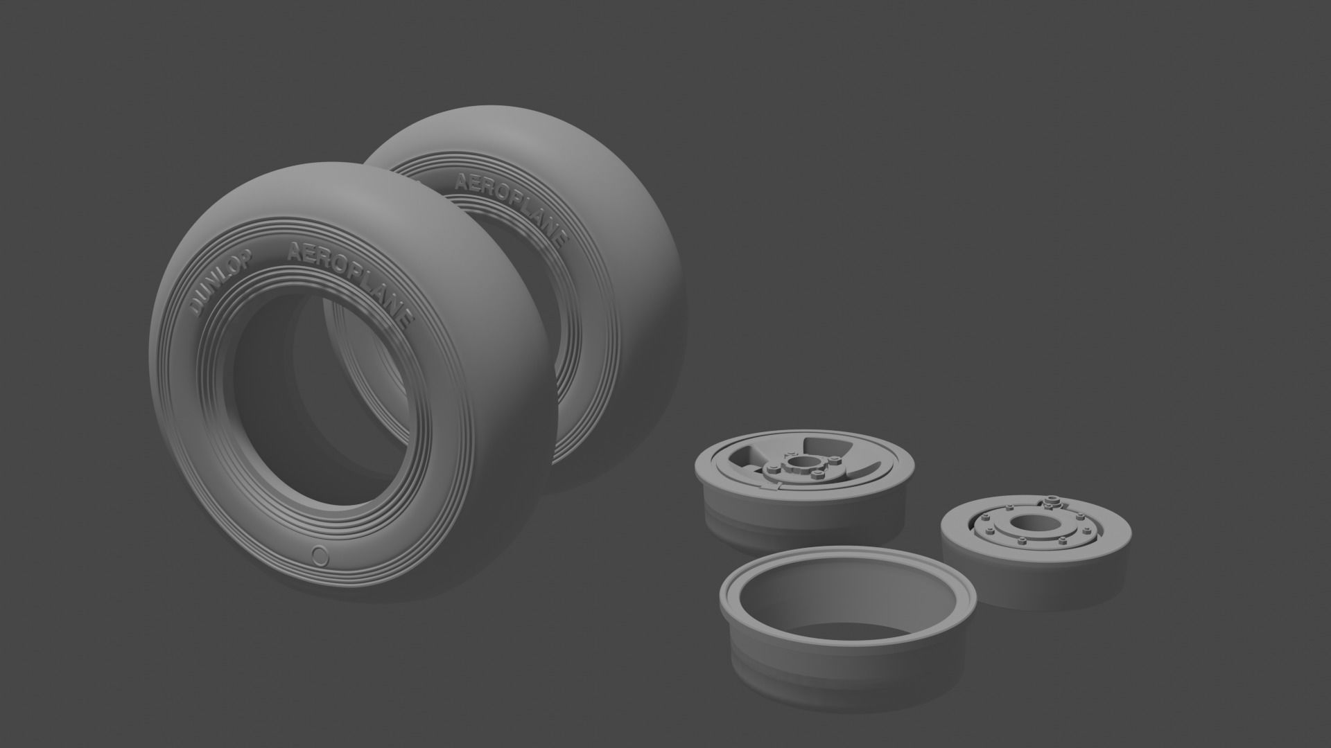 Hawker Hurricane Main and TailWheel set 3D print model_3