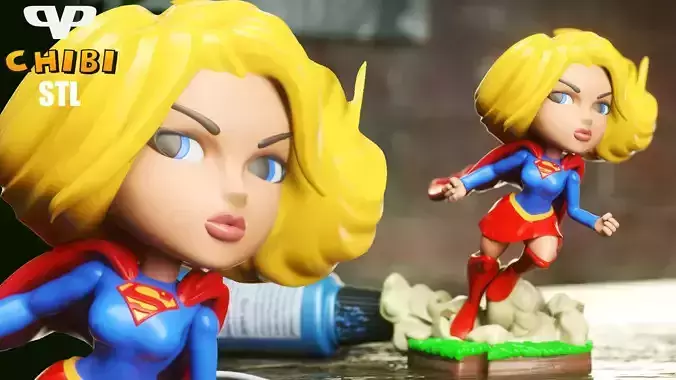 Supergirl Chibi STL for 3D Printing ChibiSTL 3DXM