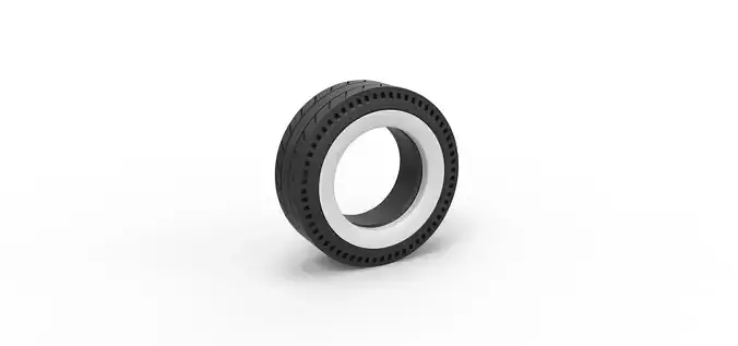 Whitewall rear tire of vintage dragster Version 5 Scale 1 to 25