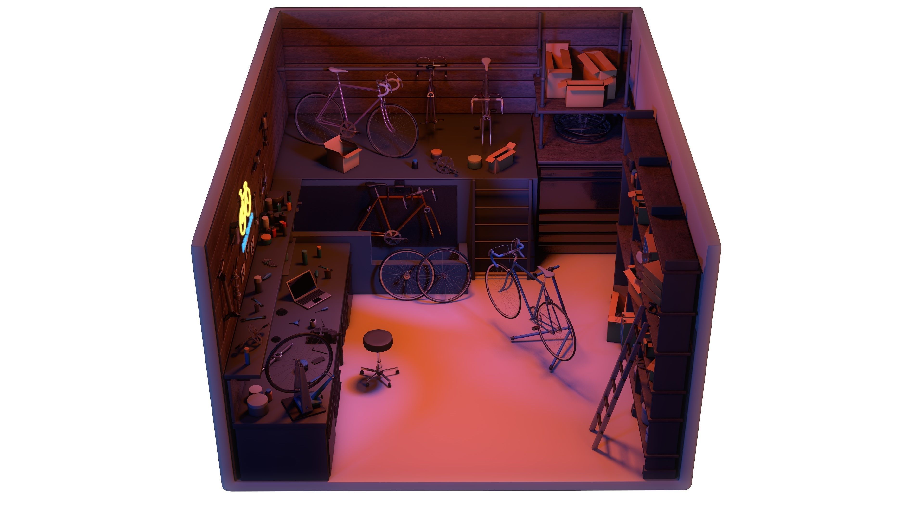 Bicycle Service Workshop 3D model_5