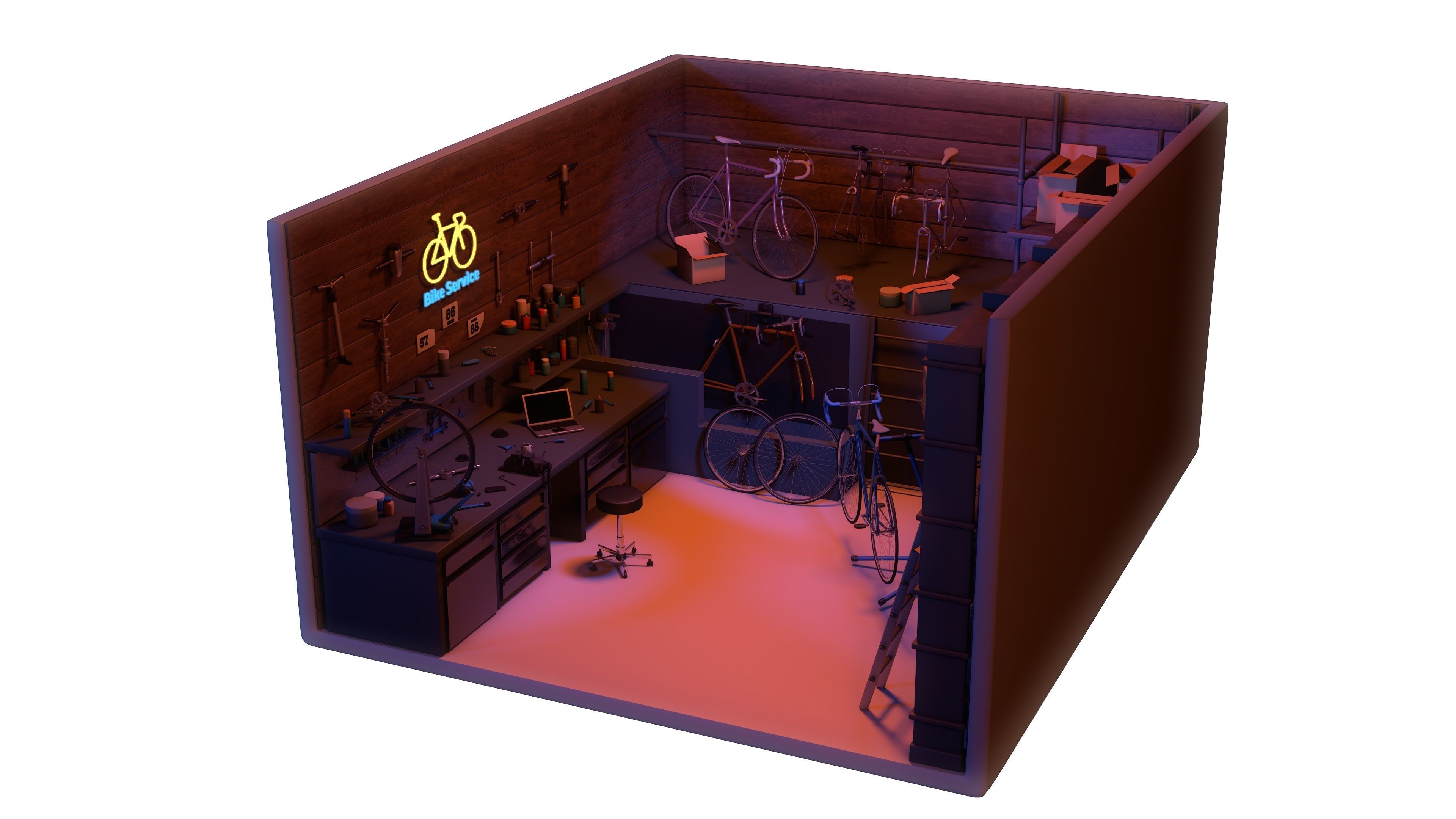 Bicycle Service Workshop 3D model_2