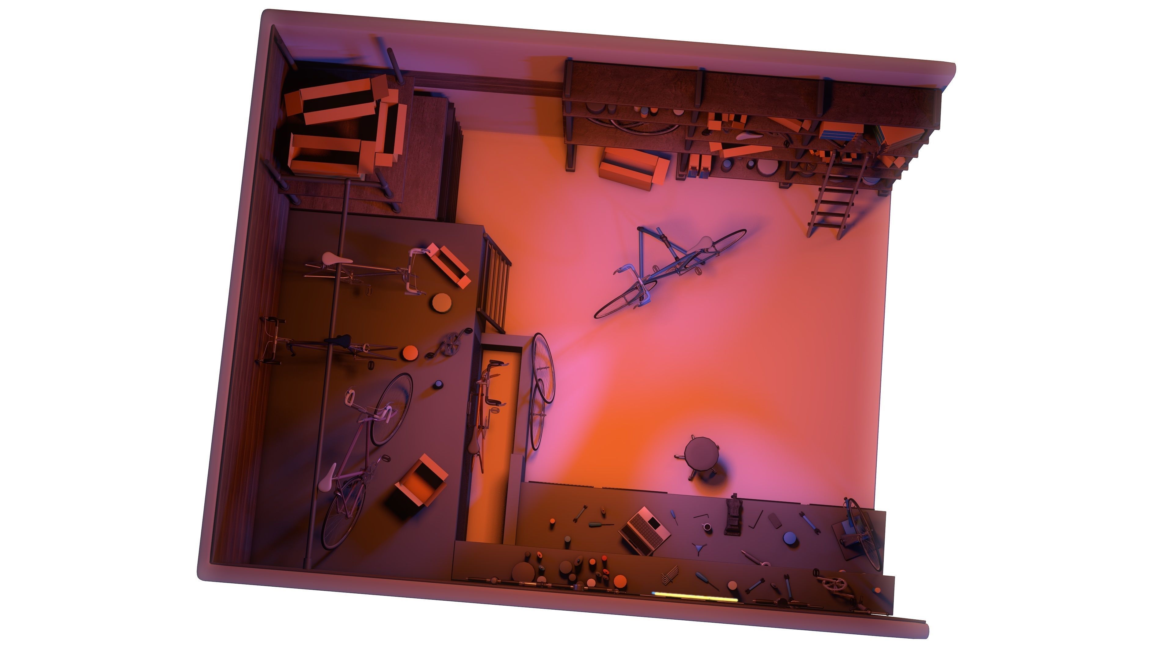 Bicycle Service Workshop 3D model_10