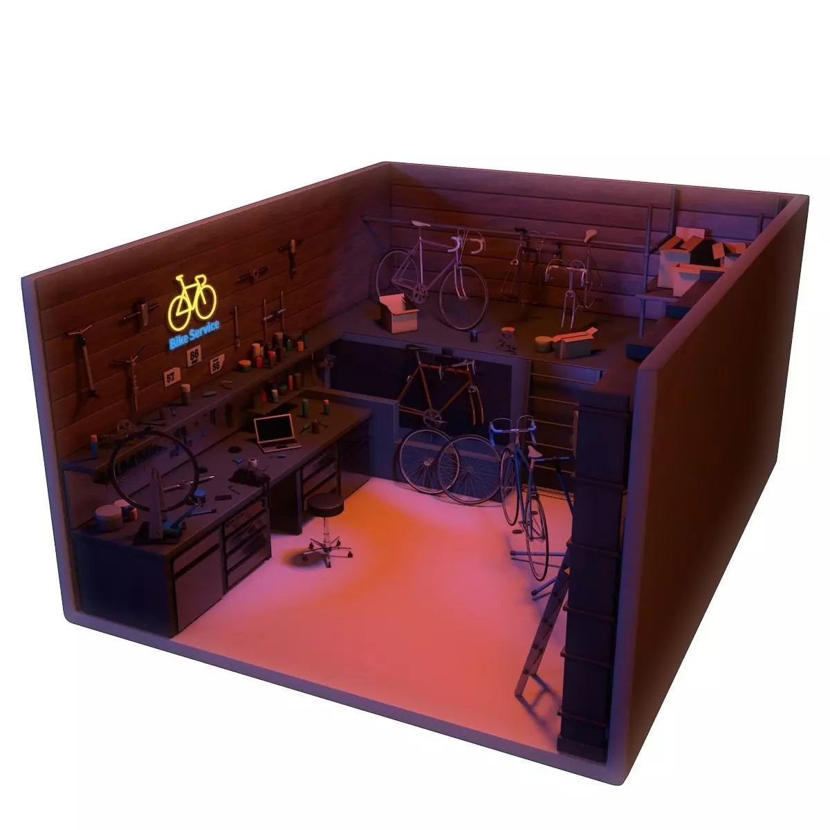 Bicycle Service Workshop 3D model_0
