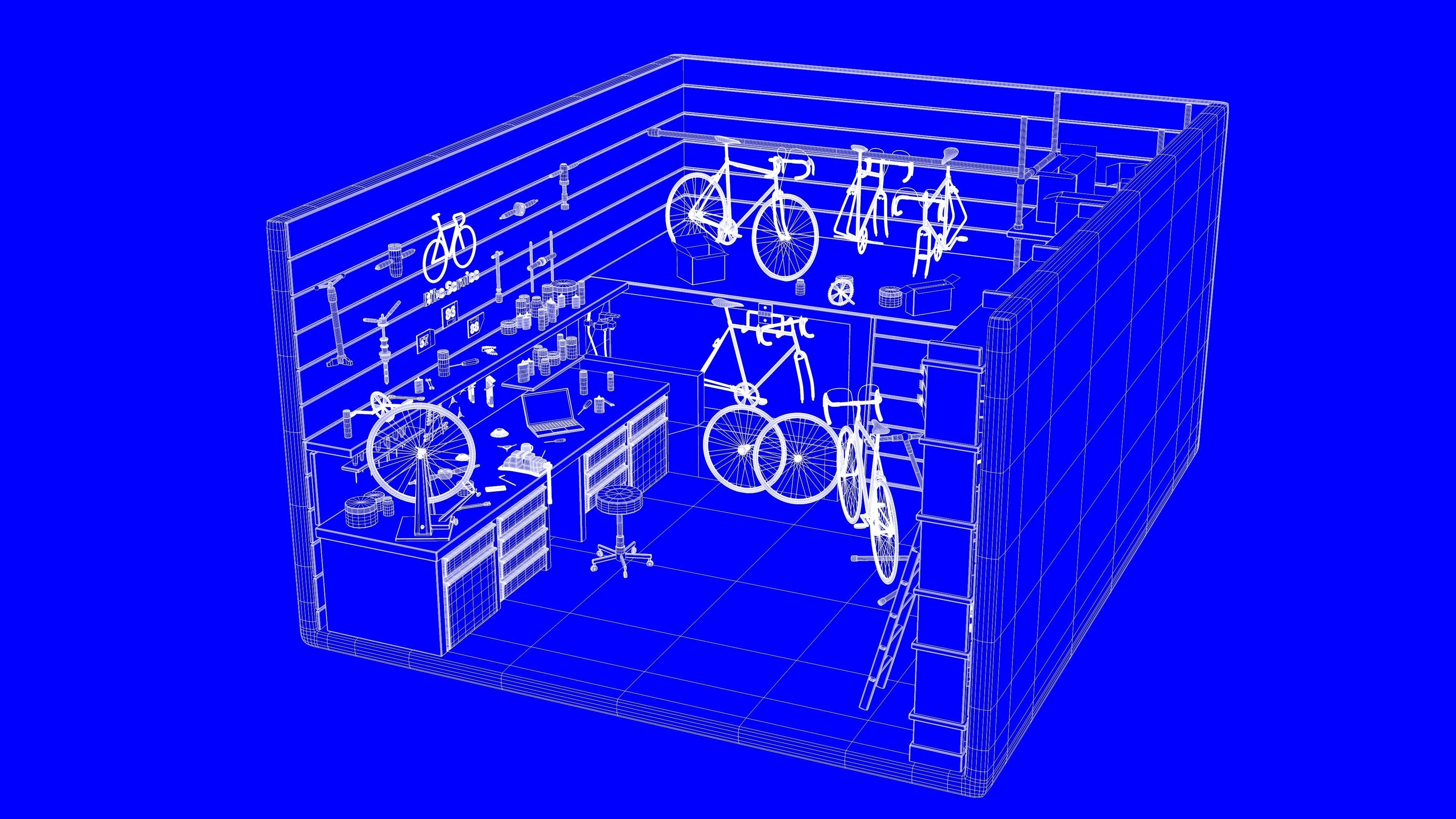 Bicycle Service Workshop 3D model_3