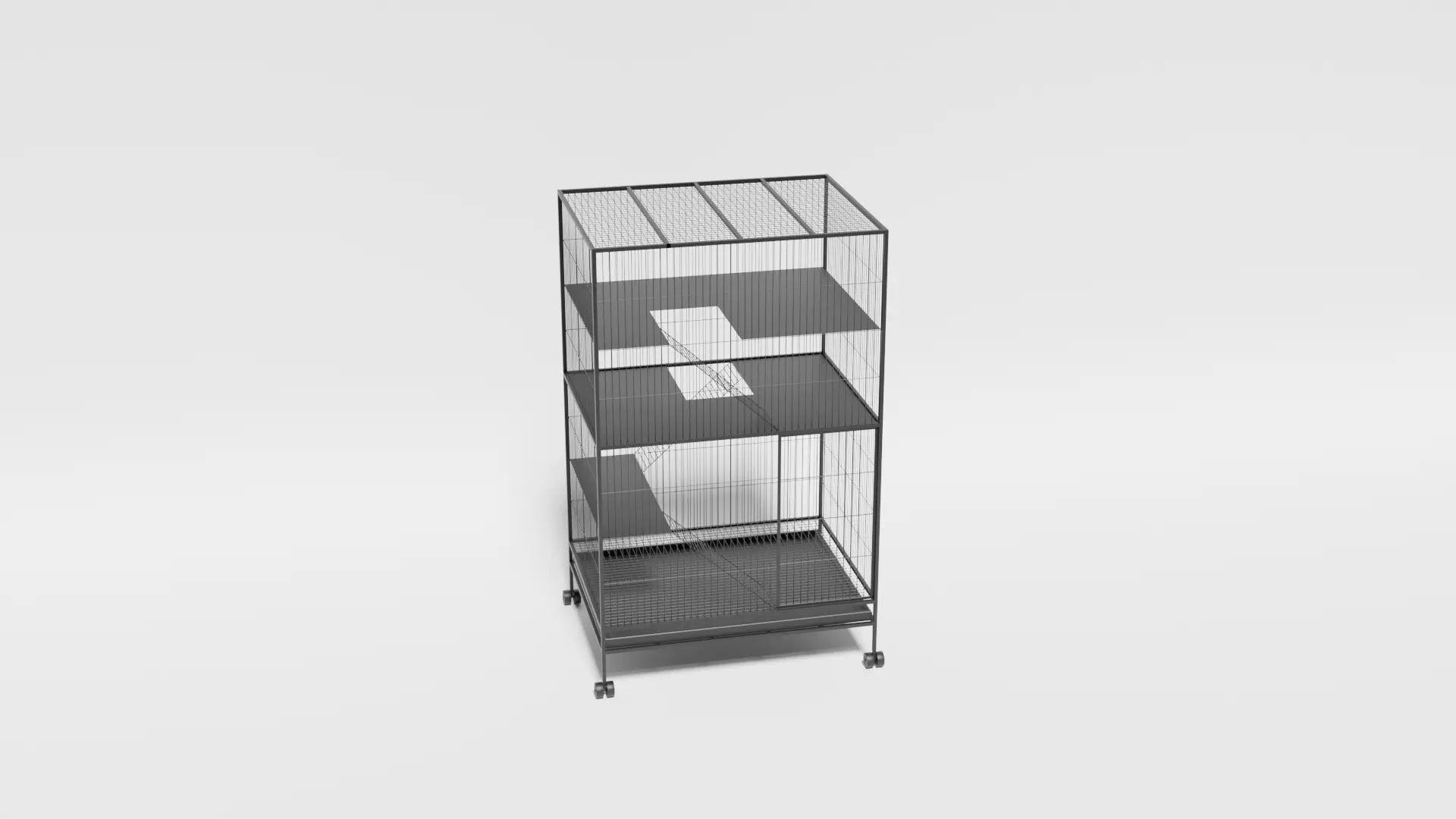 Metal cat cage 3D model_0