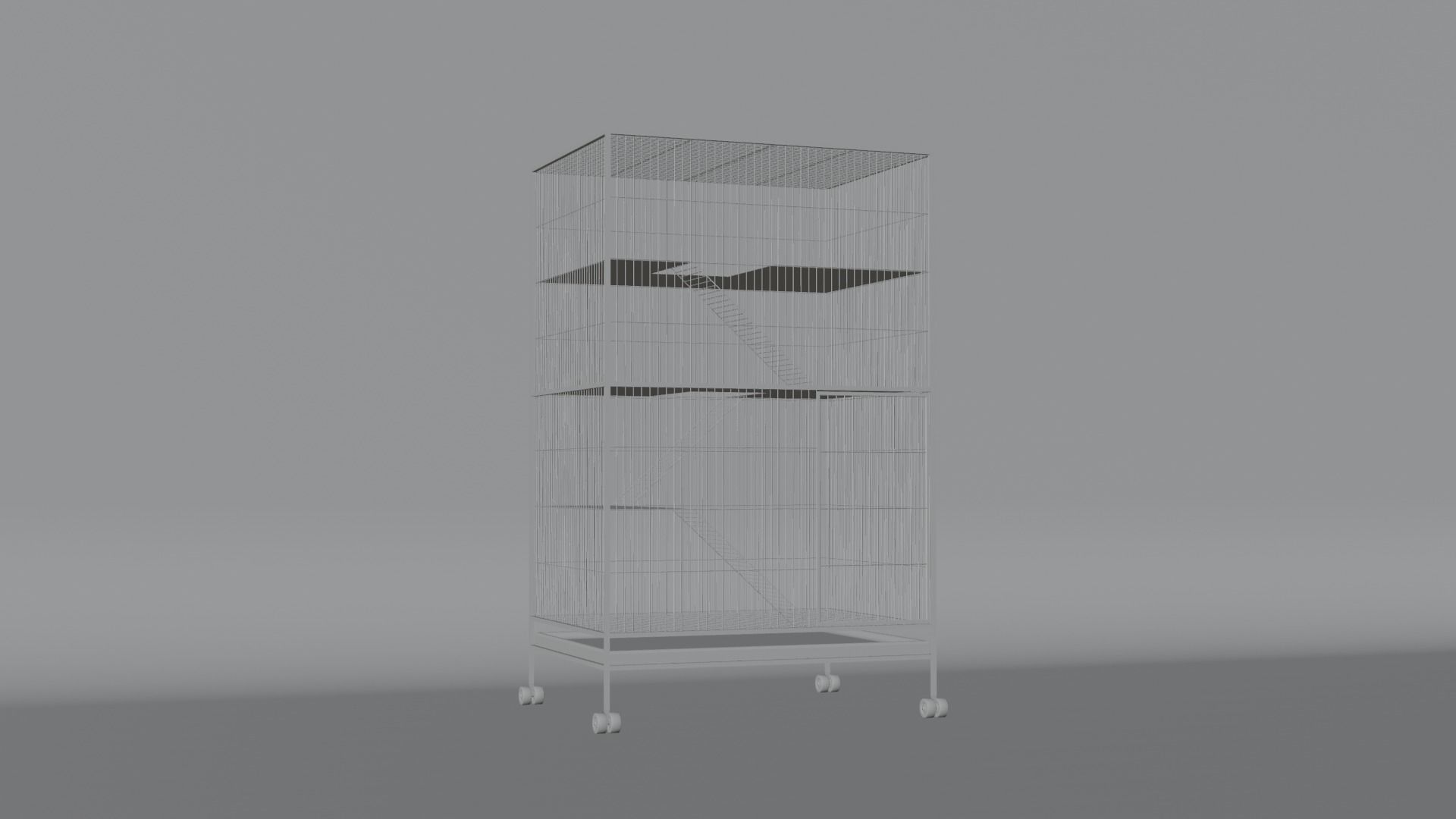 Metal cat cage 3D model_4