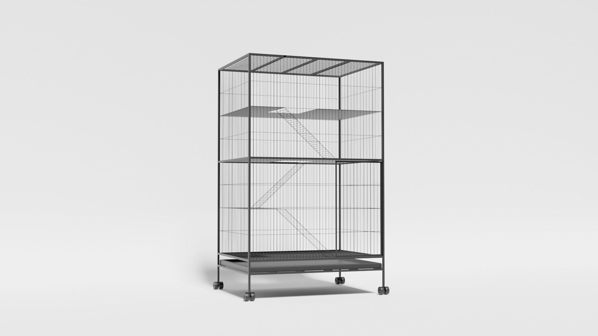 Metal cat cage 3D model_2