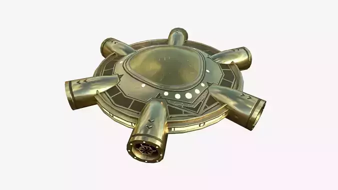 Alien Spaceship UFO J07 Gold - Sci Fi Spacecraft Design Low-poly 3D model