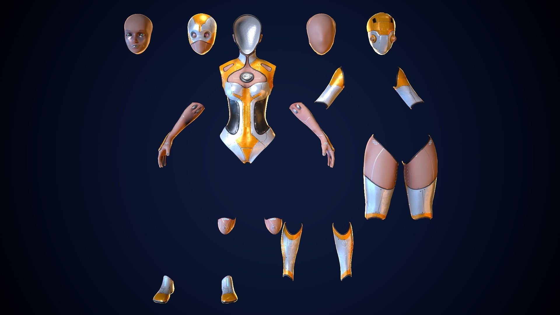 Droid Low-poly 3D model_3