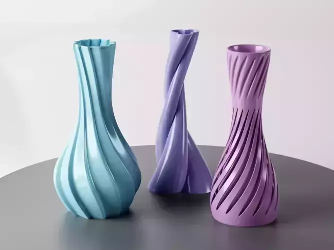 Set 3 files3D Printed Vase - Pot Decorative Of Home Gardening 3D print model