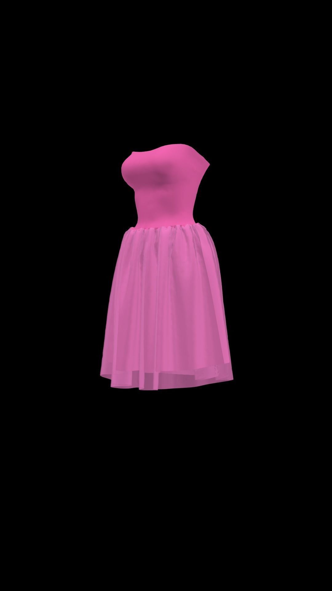 skirt pink dress for female 3d cartoon 3D model_4