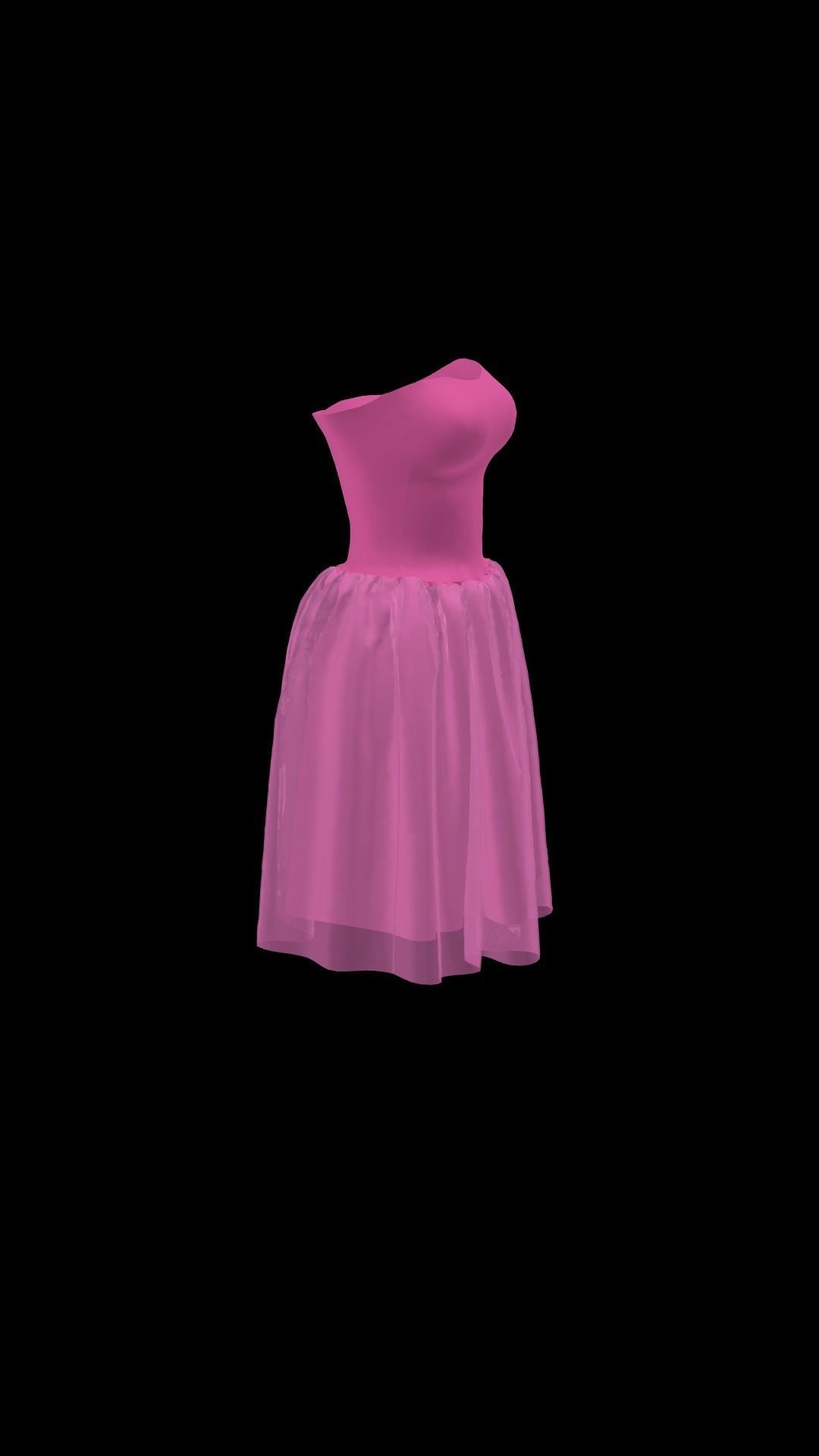 skirt pink dress for female 3d cartoon 3D model_5
