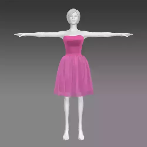 skirt pink dress for female 3d cartoon 3D model