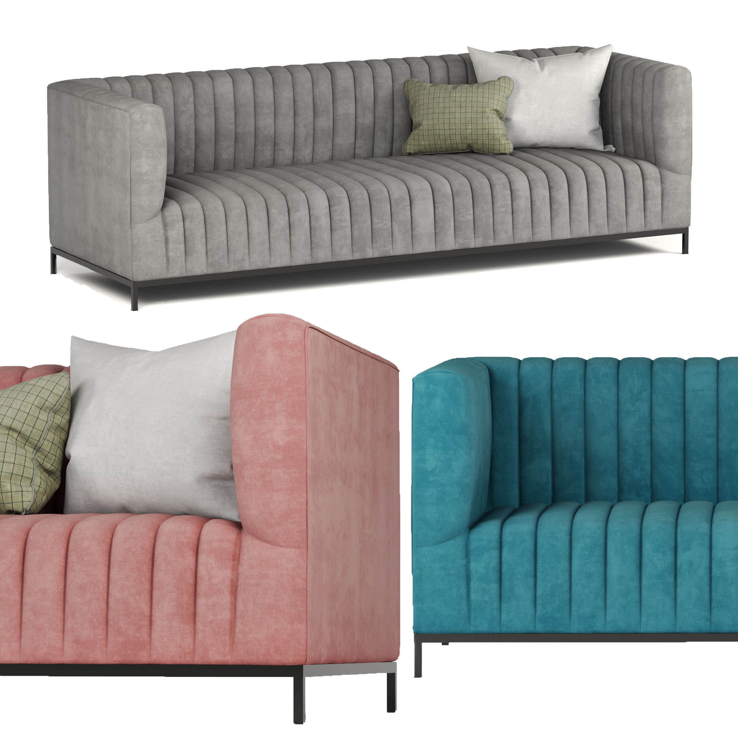 velvet sofa 3D model_1