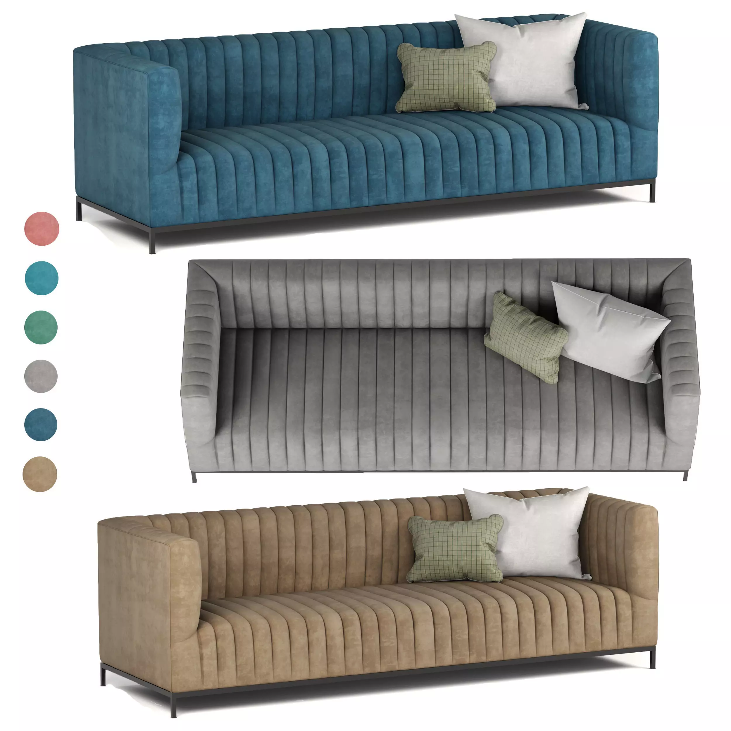 velvet sofa 3D model_0