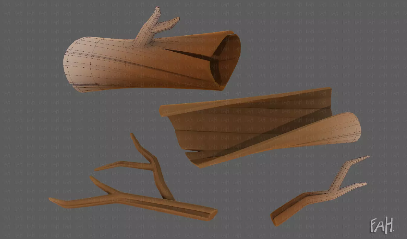 Stump V03 Low-poly 3D model_0