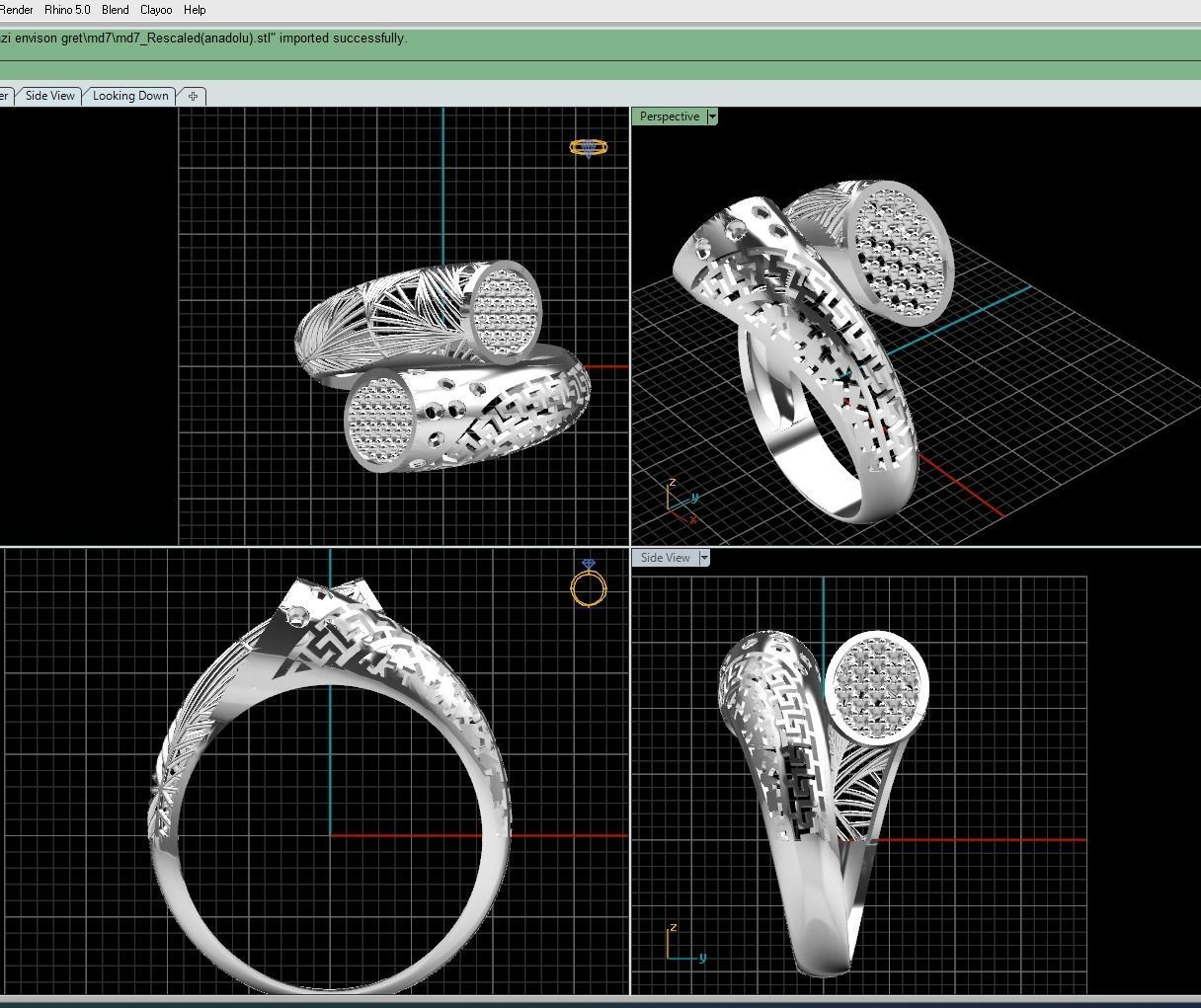 fantasy stone greek rings 3D model_7
