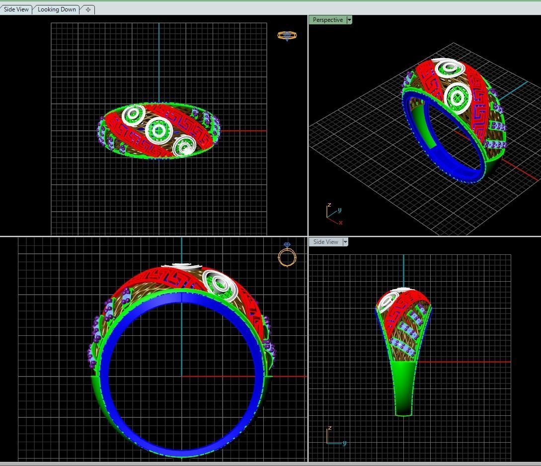 fantasy stone greek rings 3D model_2