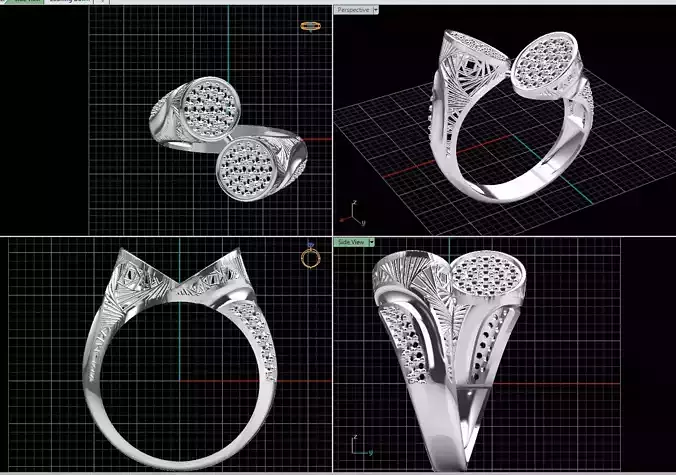 fantasy stone greek rings 3D model