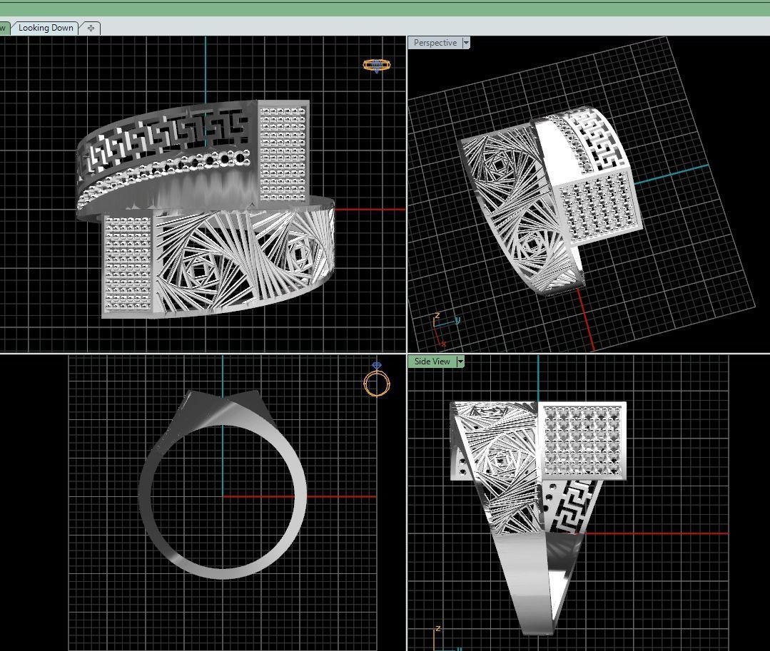 fantasy stone greek rings 3D model_5