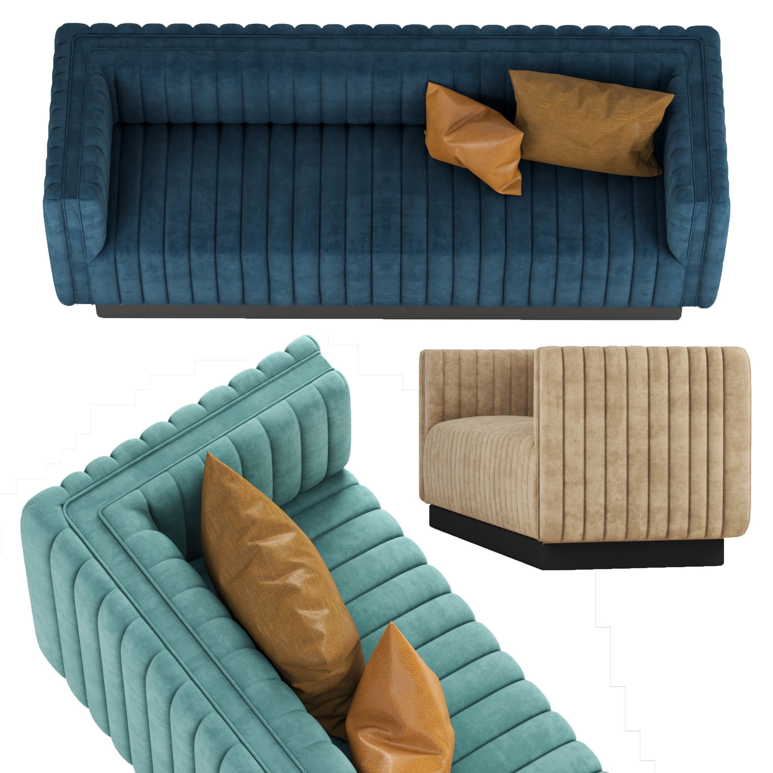 Conjure Tufted Velvet Sofa in Emerald 2 3D model_2