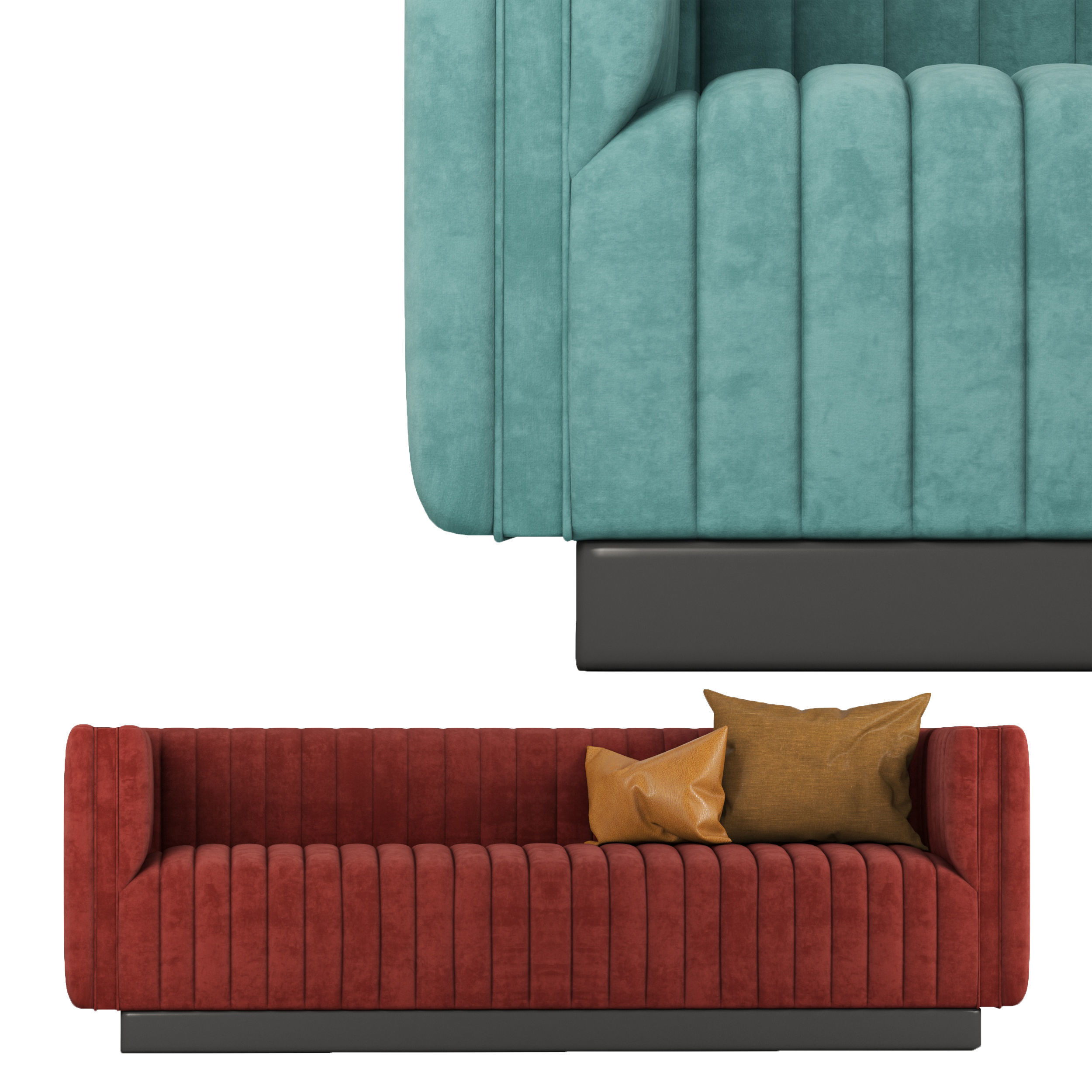 Conjure Tufted Velvet Sofa in Emerald 2 3D model_4