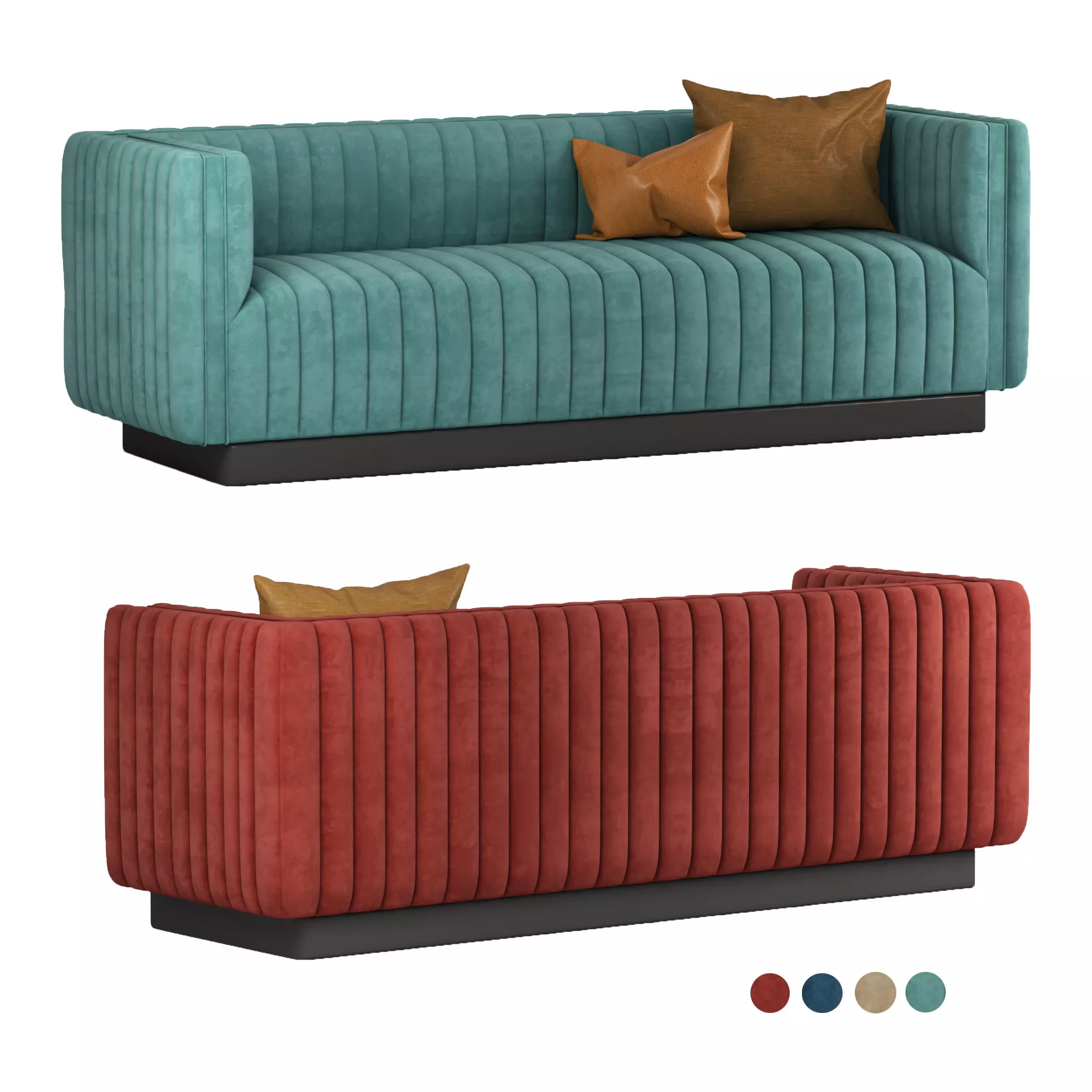 Conjure Tufted Velvet Sofa in Emerald 2 3D model_0